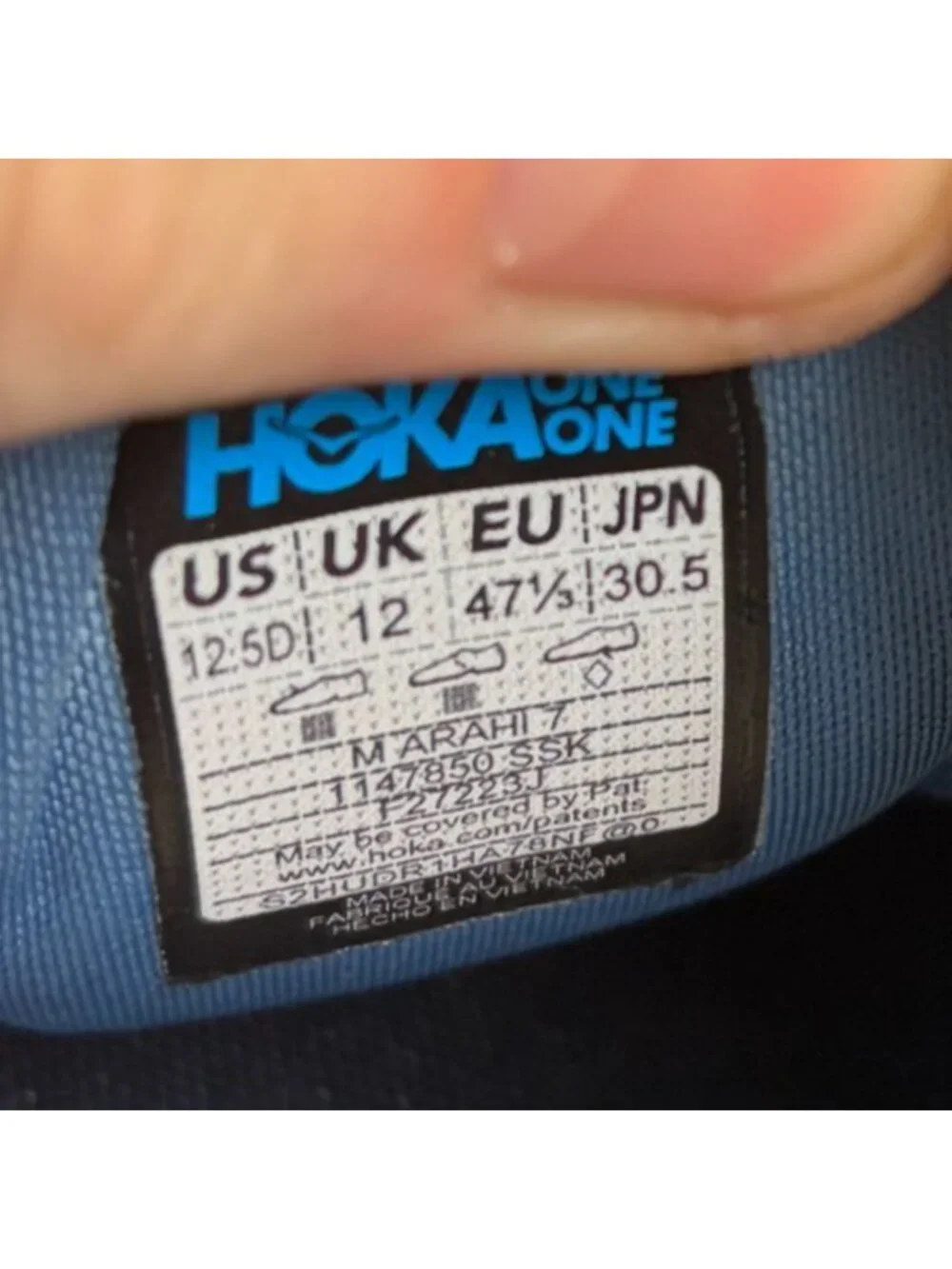 Hoka One One Arahi 7 Mens Size 12.5 Blue White Athletic Running Shoes Sneakers